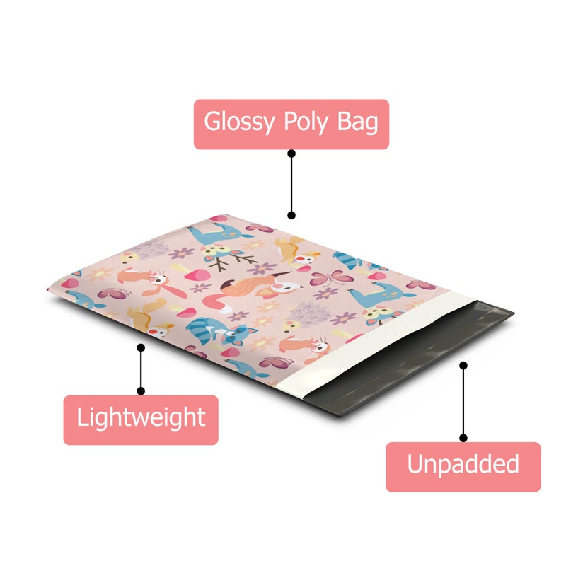 Pro Supply Global 10x13 (100) Woodland Critters Designer Poly Mailers Shipping Envelopes Premium Printed Bags - Image 3